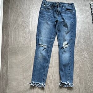 Just Black Blue Skinny Jeans with Distressed Knees